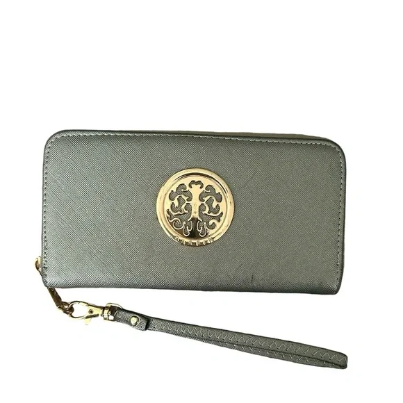 5/$25 Dasein silver/gray wallet with wristlet 7.5”x4” - Picture 1 of 6